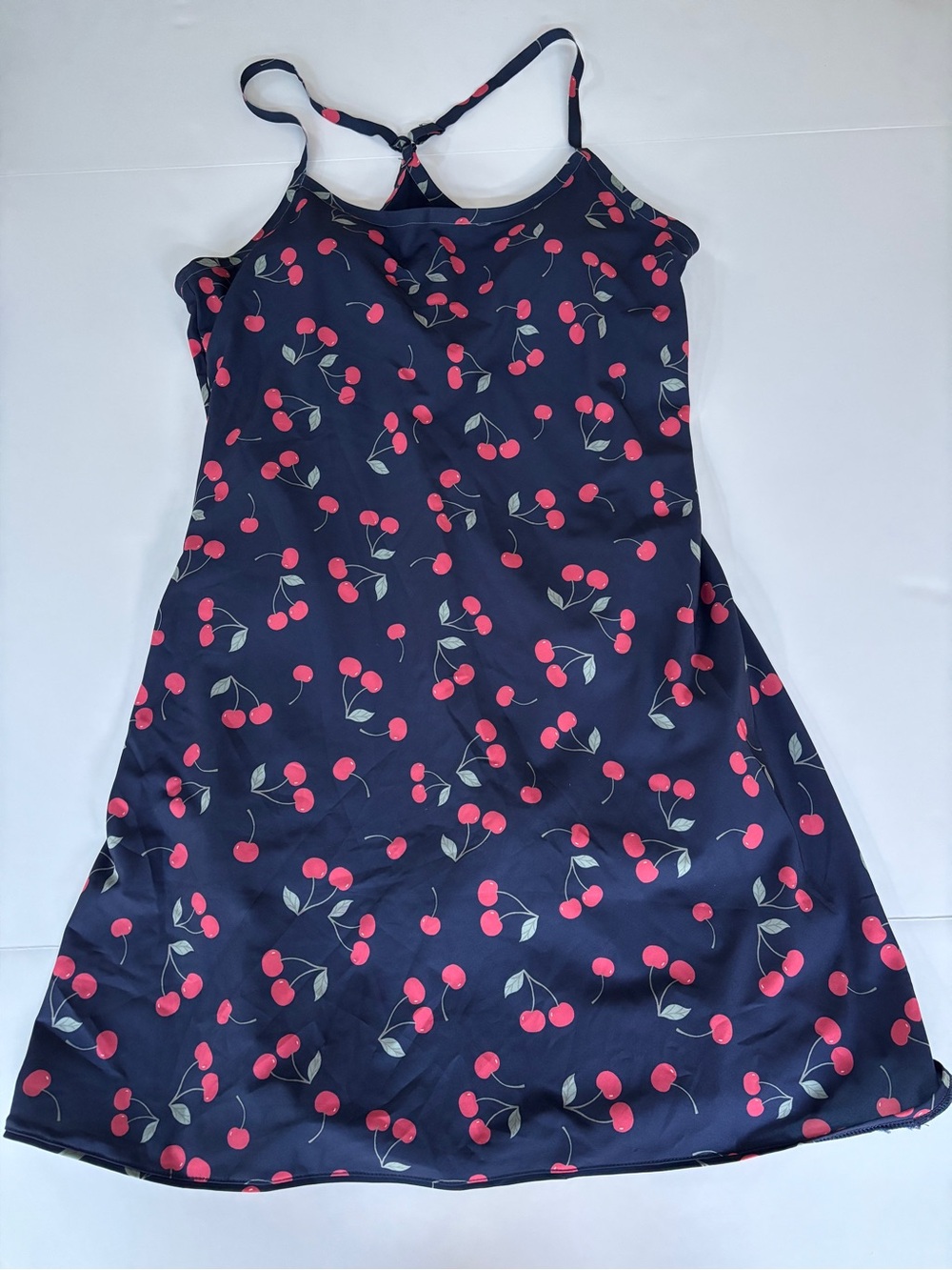Outdoor Voices Navy Cherry Built-In Bra Shorts Athletic Mini Dress - Medium